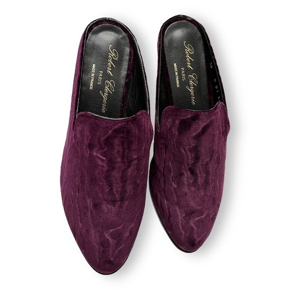 Robert Clergerie Alice Purple Plum Velvet Slip on Mules Sz 5.5 New w/ Box - Picture 7 of 15